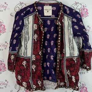 University club outerwear cardigan Embroidered Women's Blazer in Purple and Red